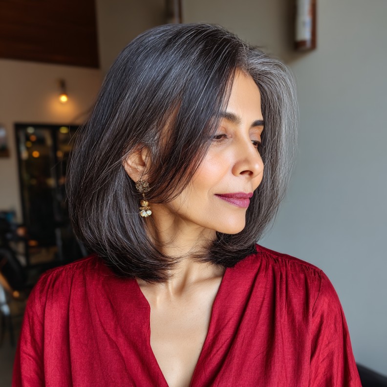 Chic A-Line Long Bob with Subtle Highlights