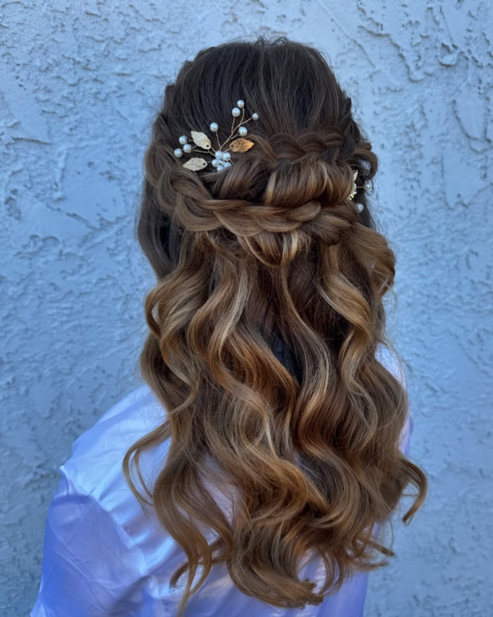 Chic Half-Up Half-Down Braided Elegance with Golden Accents