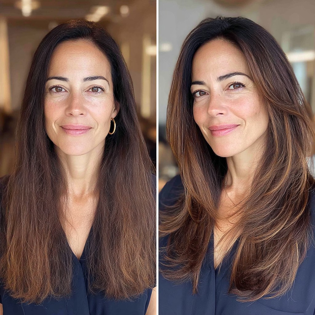 Chic Long Layered Cut with Subtle Face-Framing Highlights