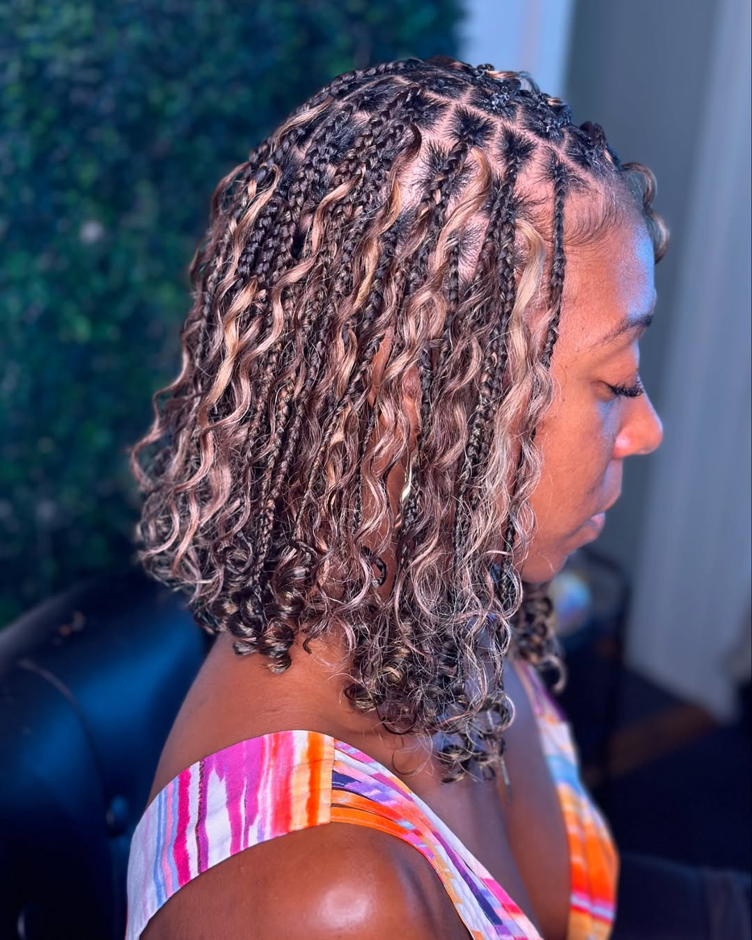 Chic Medium-Length Knotless Box Braids with Defined Curls