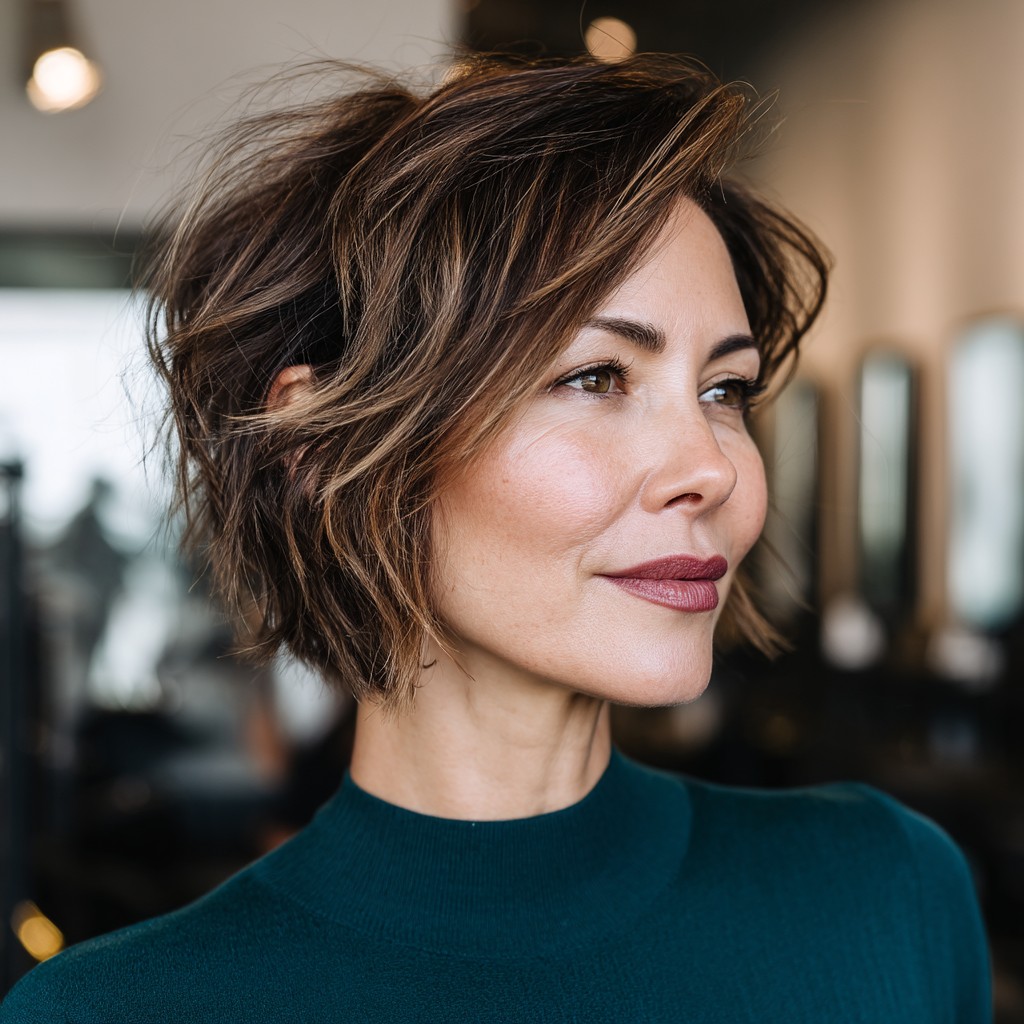 Chic Shaggy Bob with Subtle Highlights