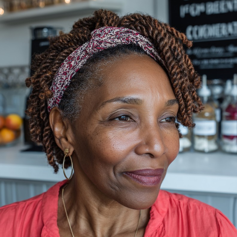 Chic Short Twisted Braids with a Playful Headband