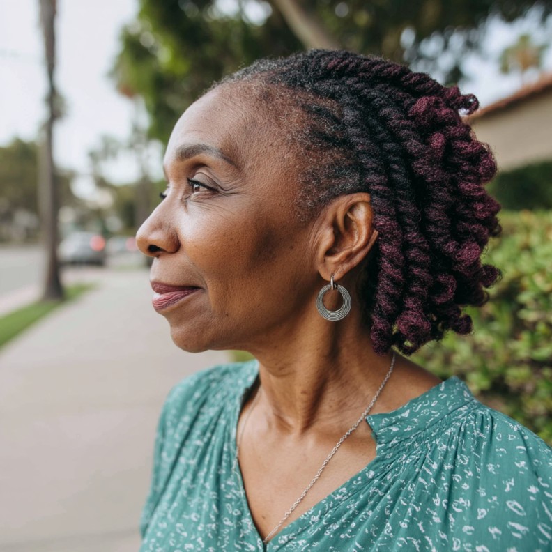 Chic Short Twisted Braids with Rich Purple Tips