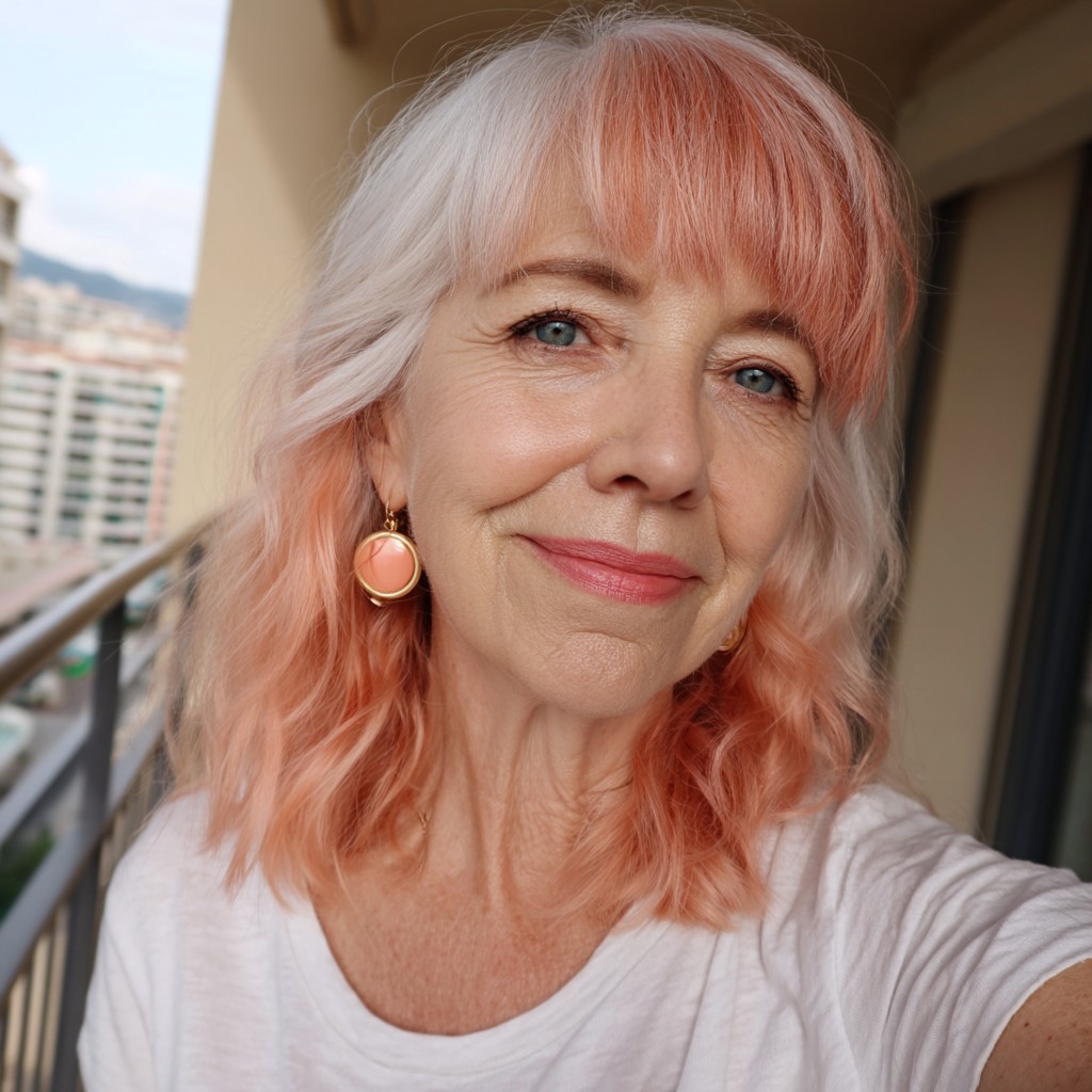 Chic Shoulder-Length Beachy Waves with Subtle Pastel Highlights