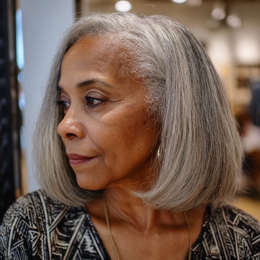 Chic Silver A-Line Bob with Subtle Layers
