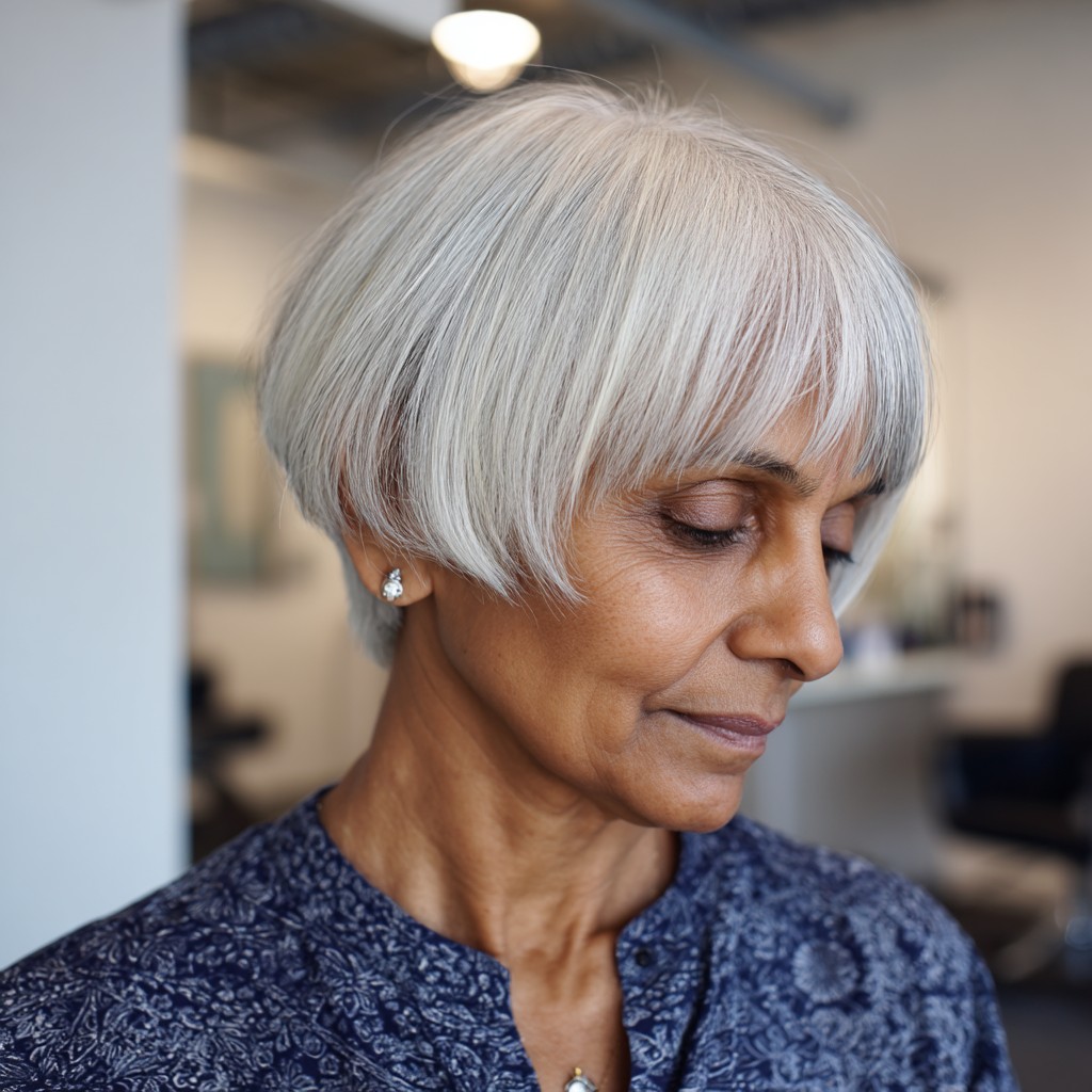 Chic Silver Bob with Soft Edges