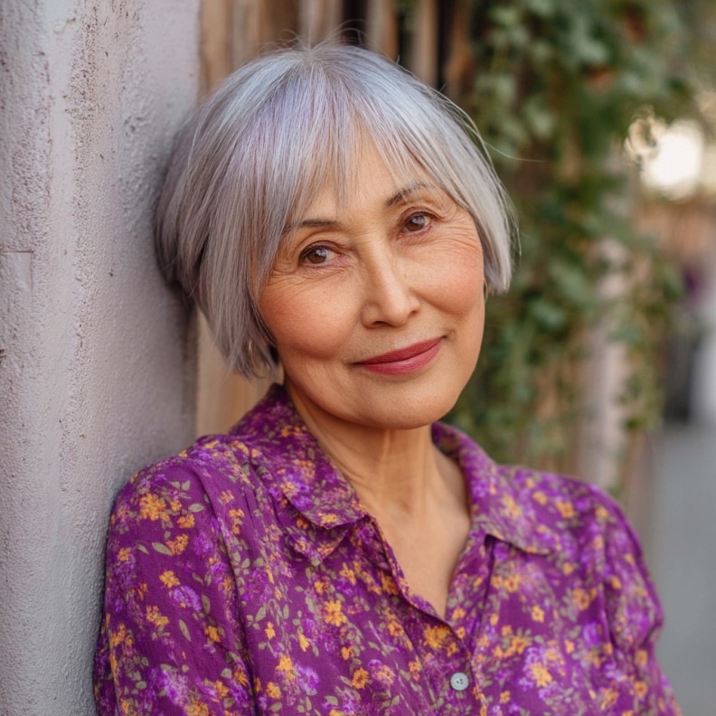 Chic Silvery Textured Bob with Subtle Edges