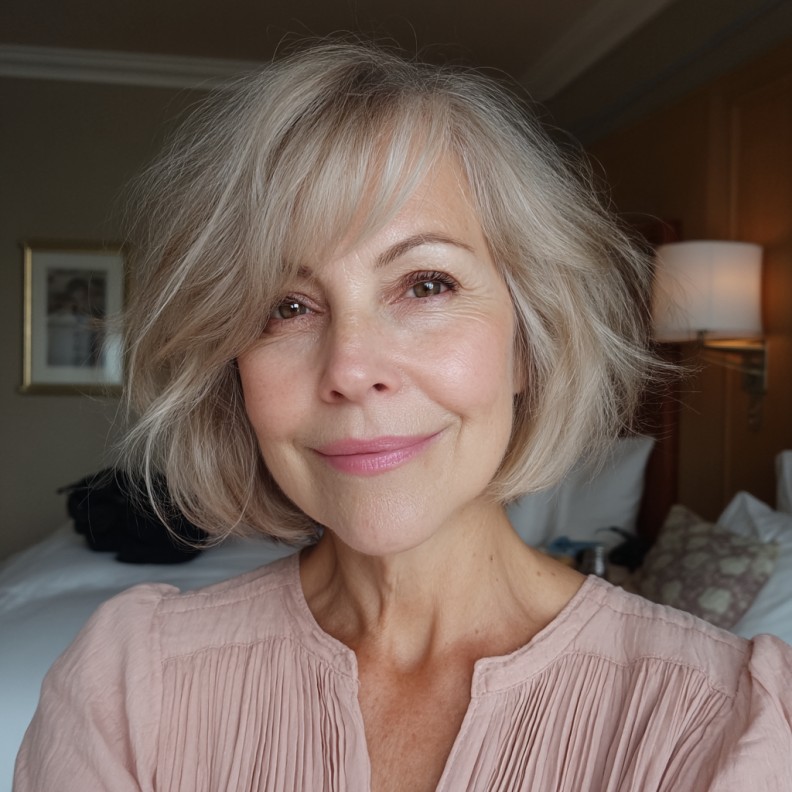 Chic Textured Bob with Soft Bangs