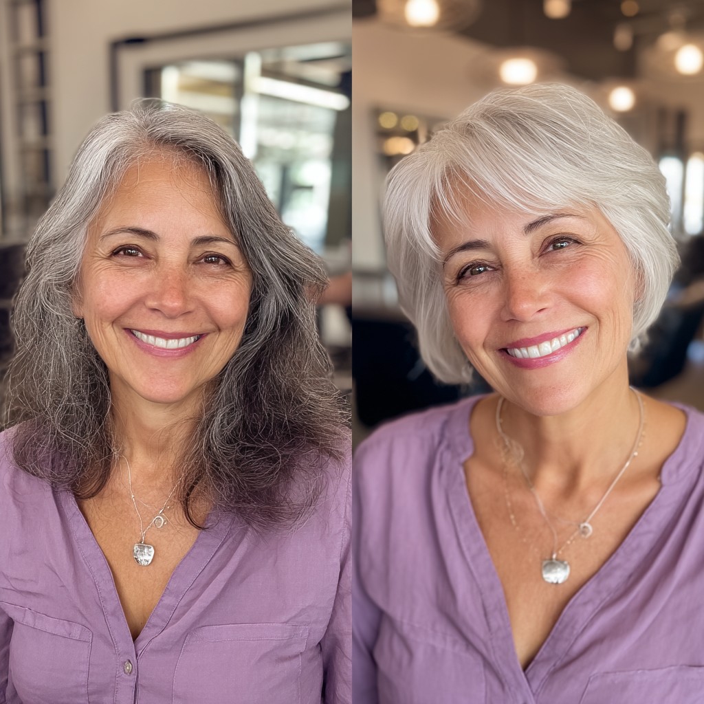 Chic Textured Short Cut with Soft White Highlights
