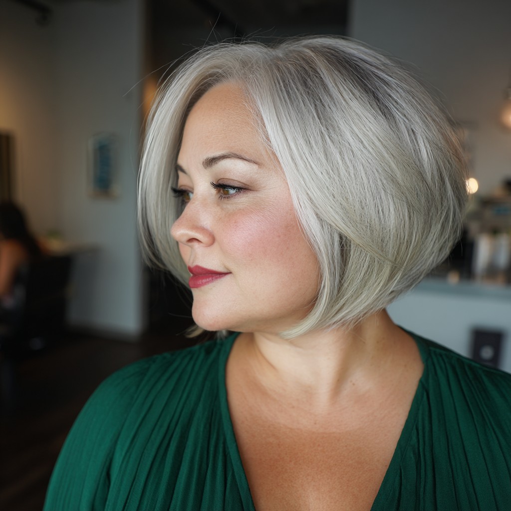 Chic Textured Silver Bob with Soft Volume