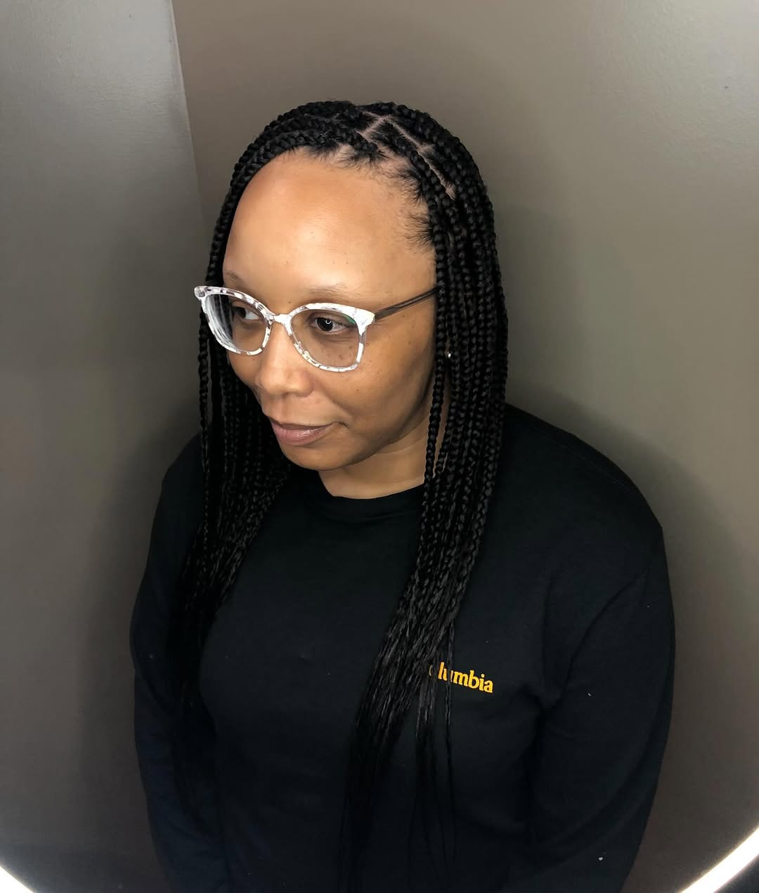 Classic Long Knotless Box Braids with Defined Parting