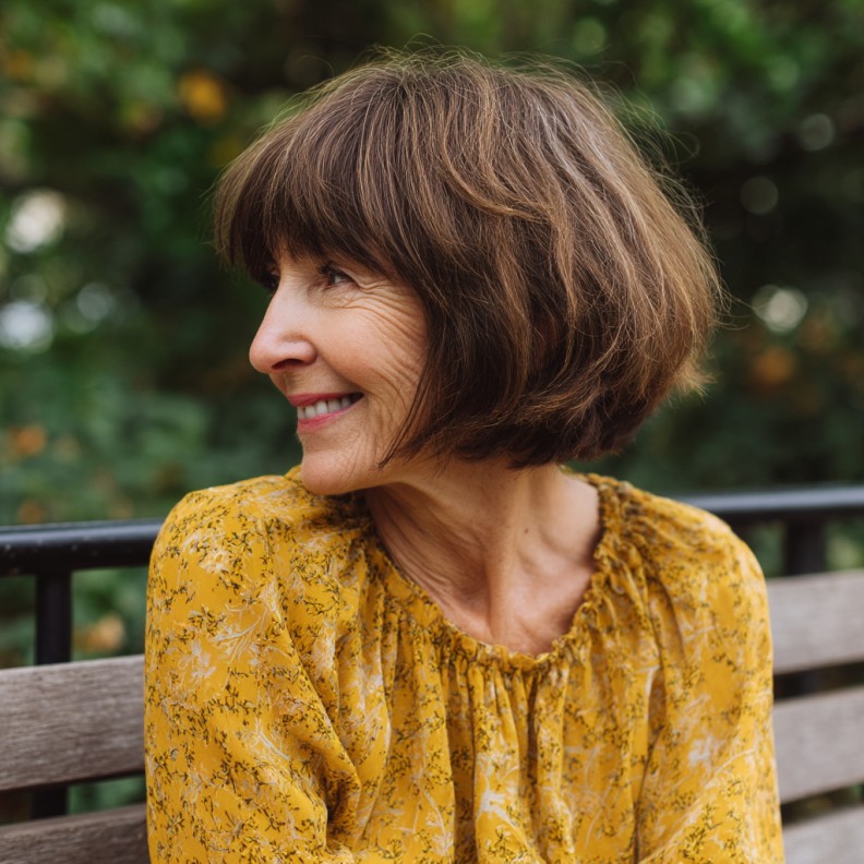 Classic Textured Bob with Fringe for Mature Women