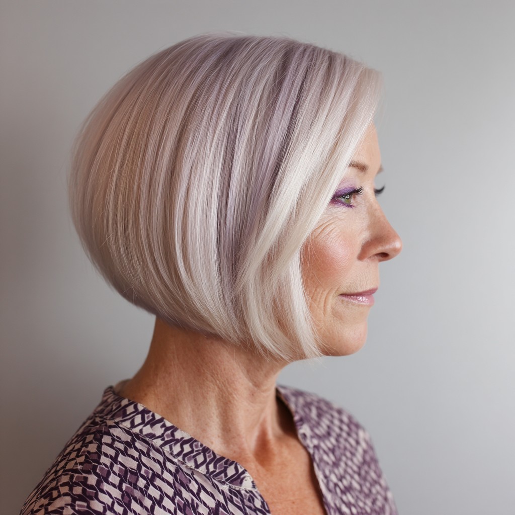 Elegant Blended Ash Bob with Subtle Highlights