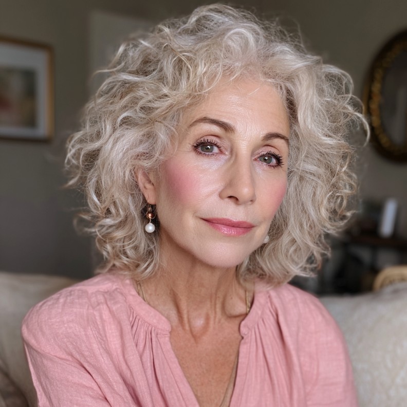 Elegant Curly Long Bob with Natural Texture
