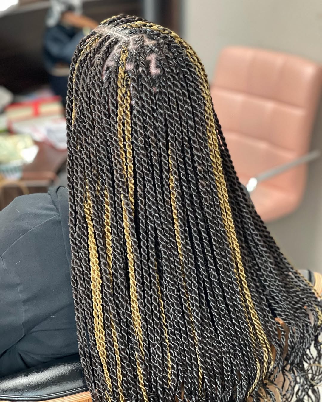 Elegant Long Senegalese Twists with Subtle Highlights
