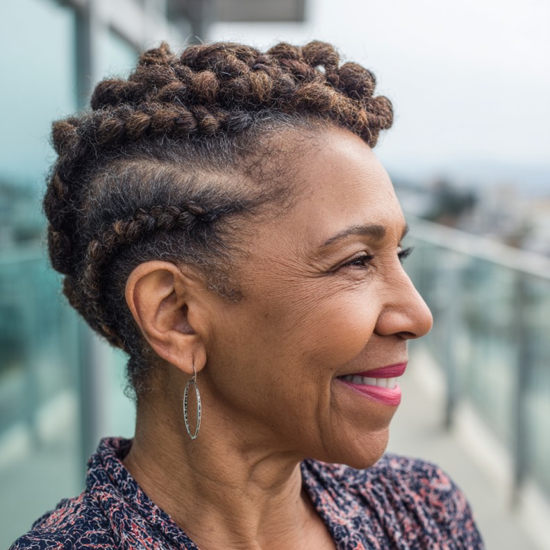 Elegant Short Braids with Intricate Side Braiding