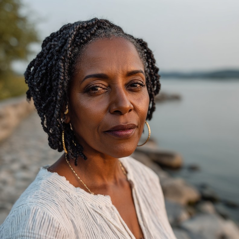 Elegant Short Braids with Textured Finish for Mature Black Women