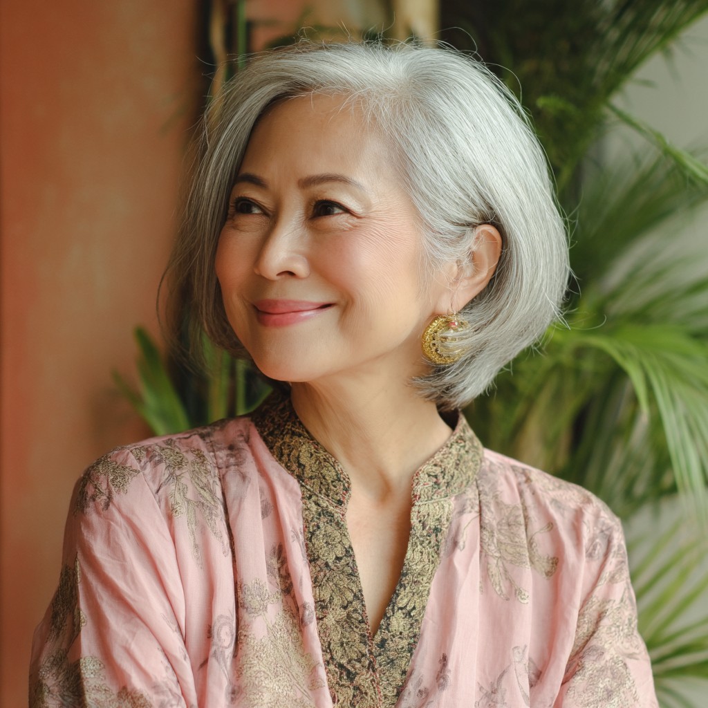 Elegant Silver Bob with Soft Waves