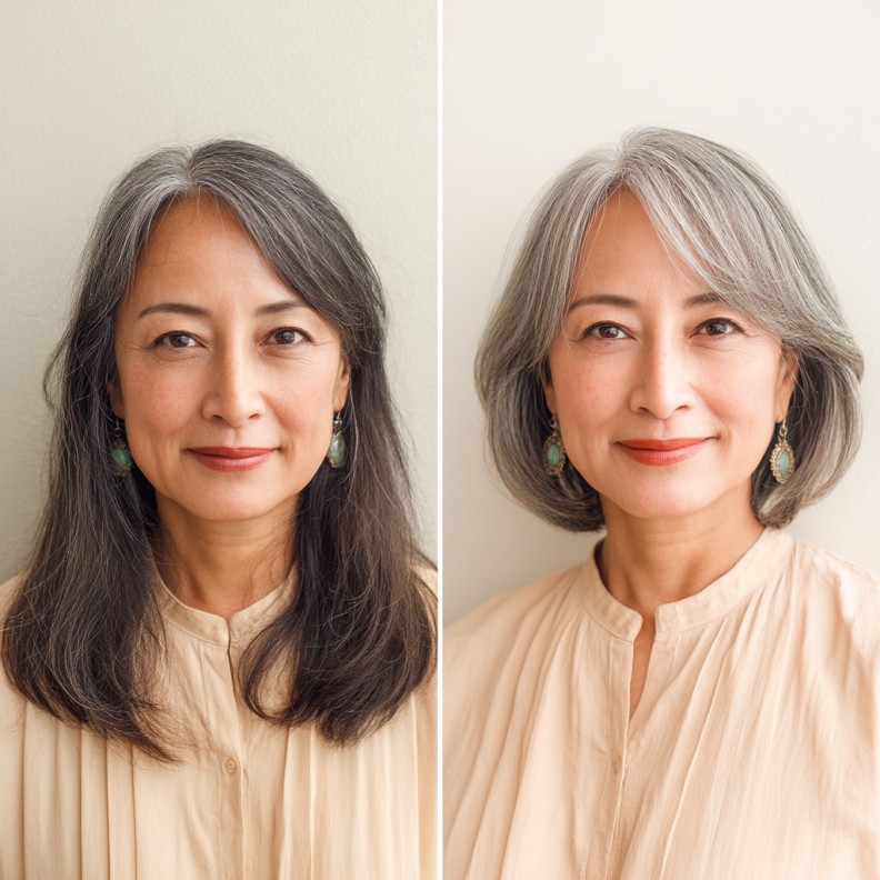 Elegant Silvery Layered Bob