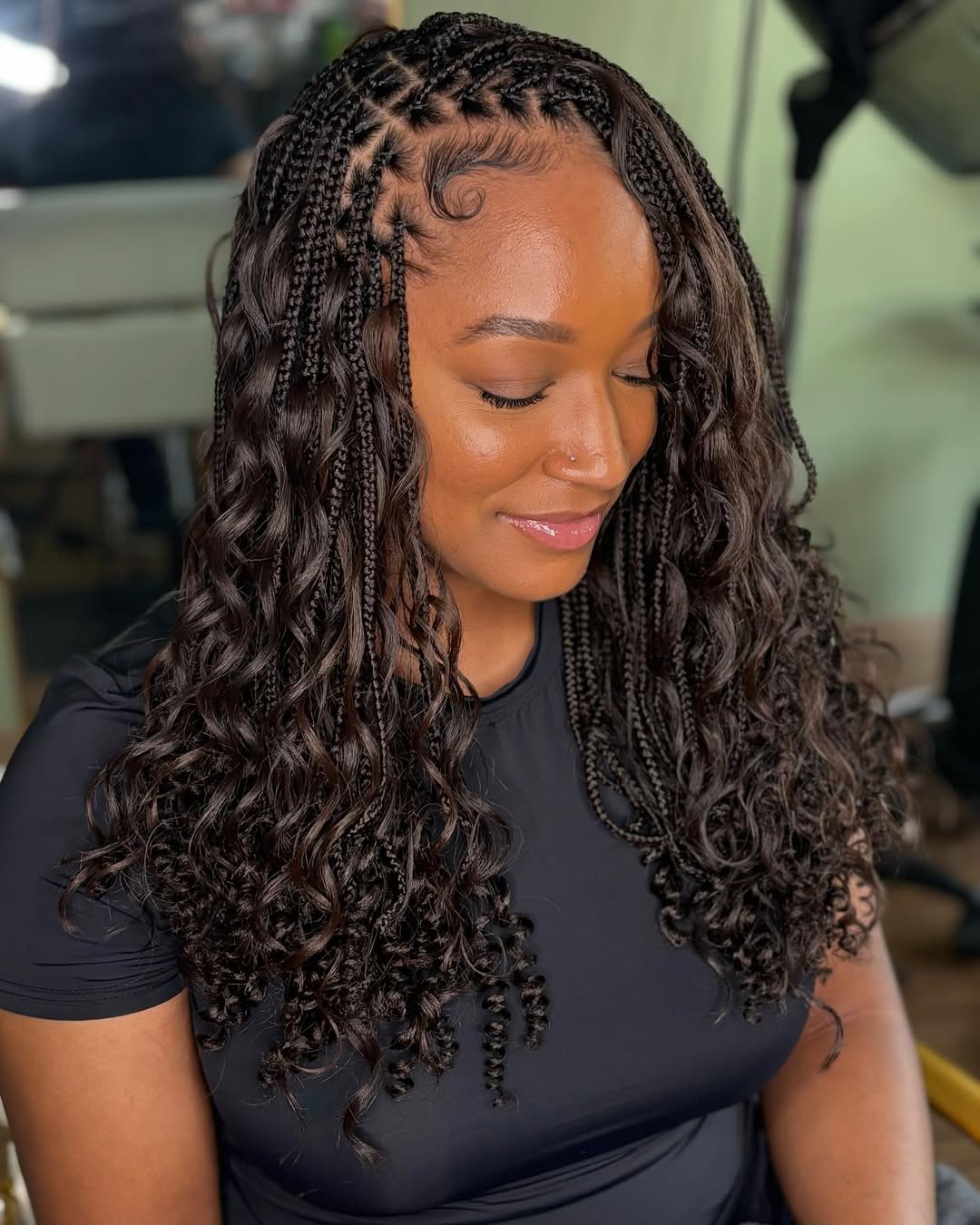 Gorgeous Long Knotless Box Braids with Loose Curls