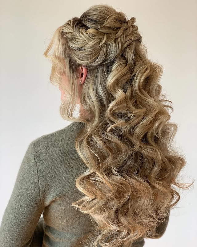 Intricate Half-Up Half-Down Braided Waves