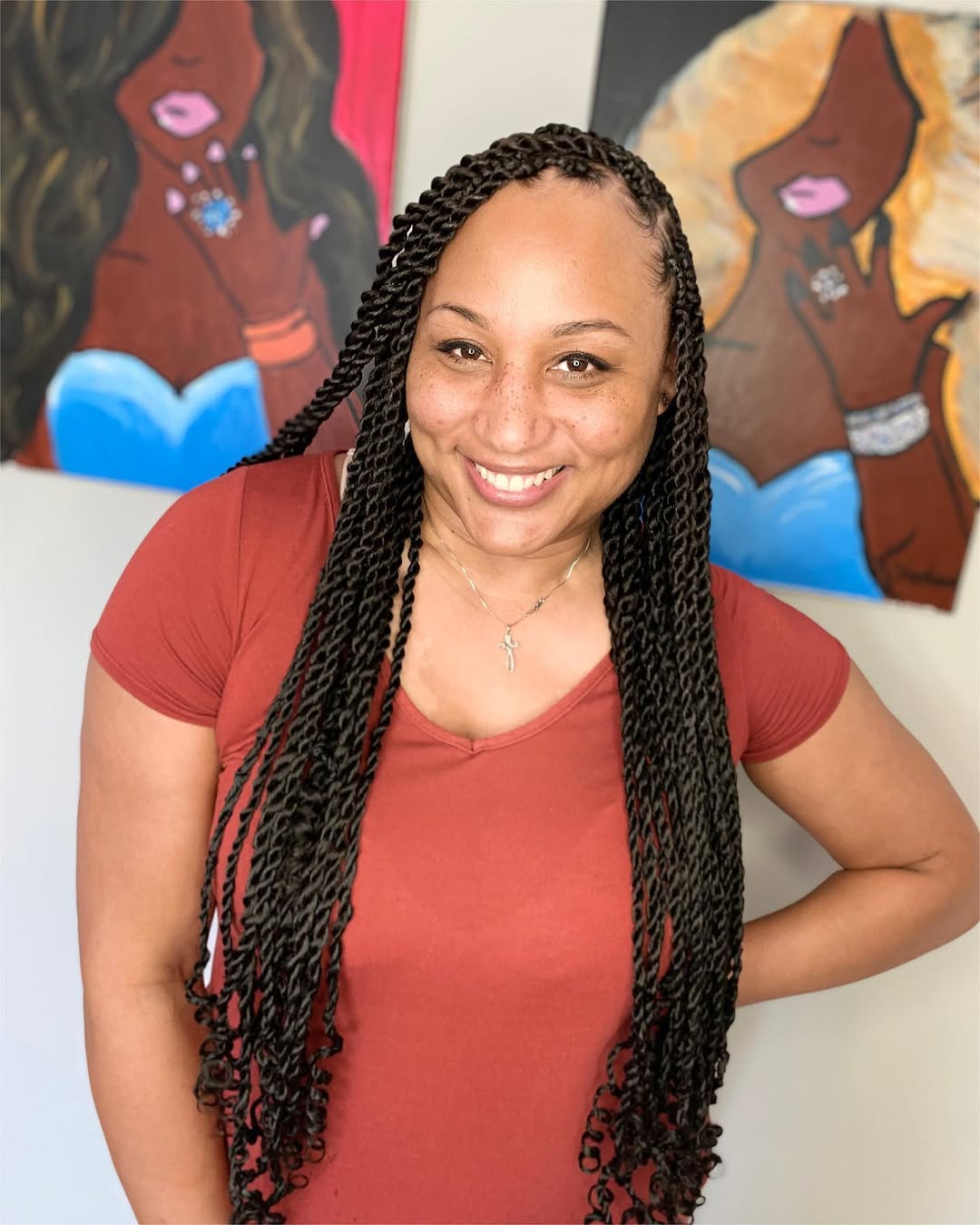 Long and Defined Senegalese Twists with Textured Ends