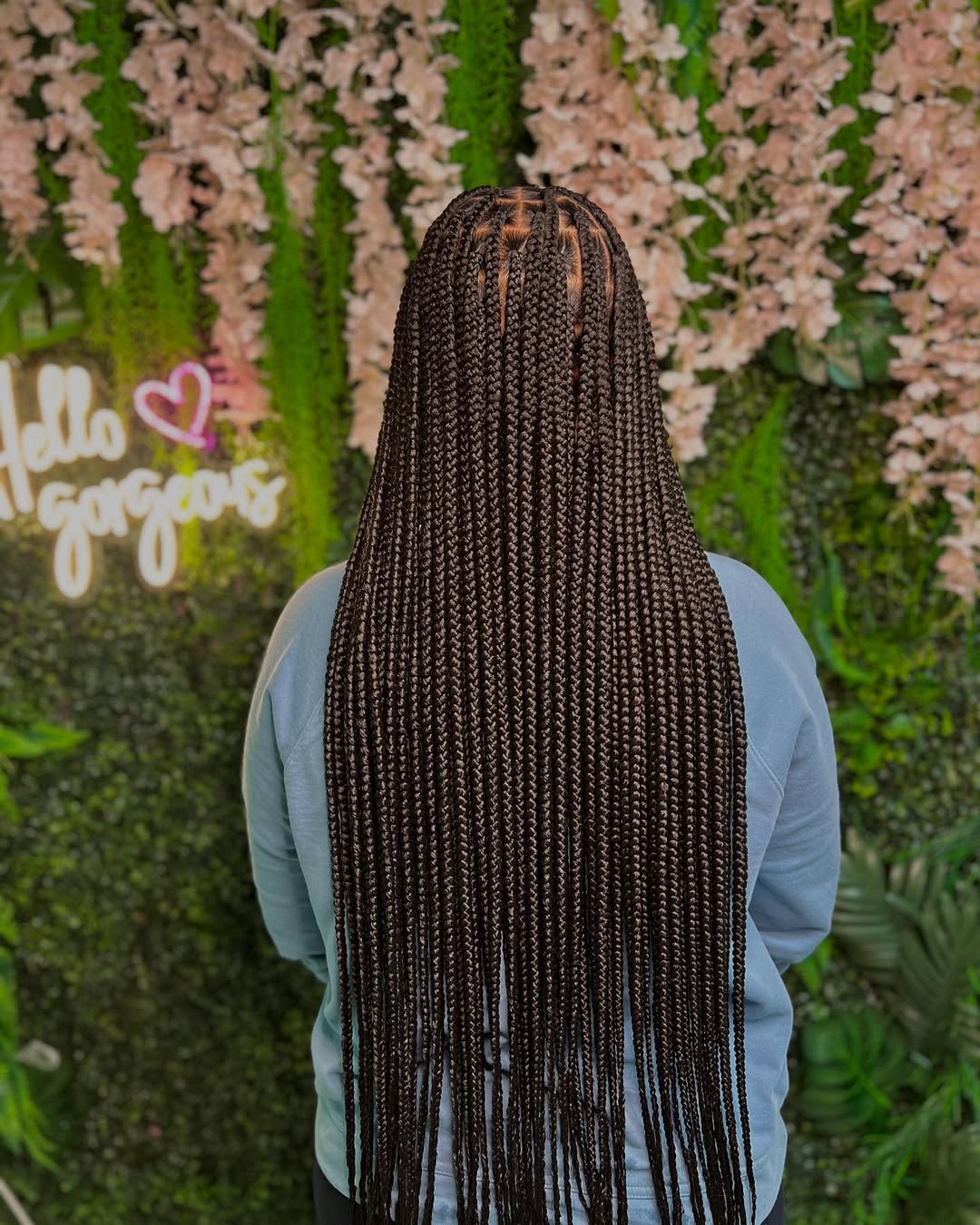 Long, Sleek Knotless Box Braids with Natural Shine
