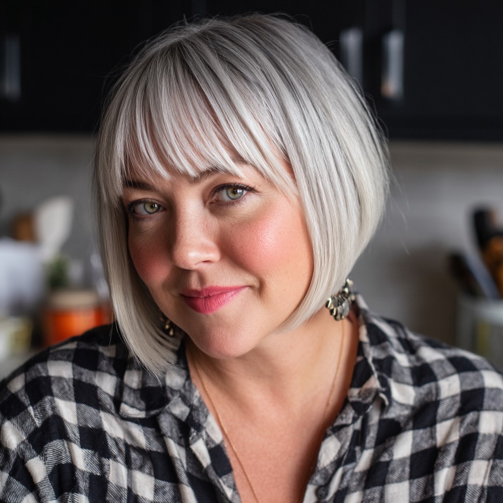 Modern Blunt Bob with Long Bangs