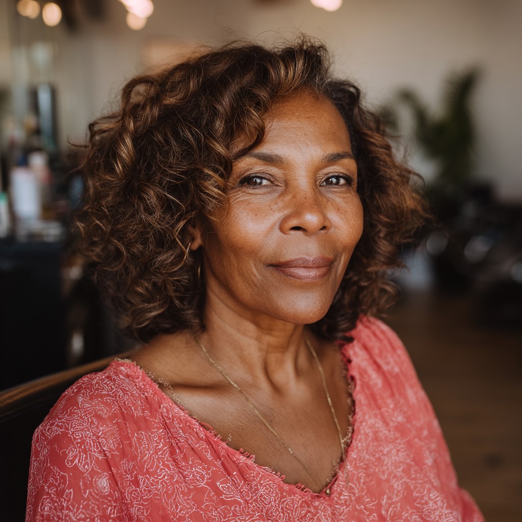 Modern Curly Lob for Mature Black Women