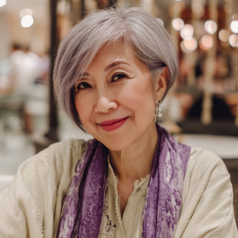 Modern Layered Silver Bob with Soft Texture