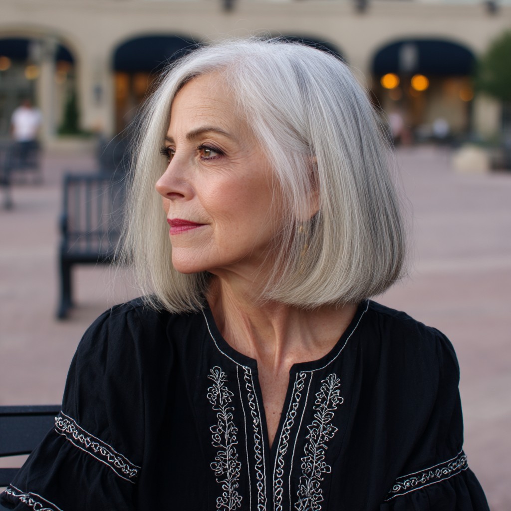 Modern Shiny Long Bob with Soft Edges