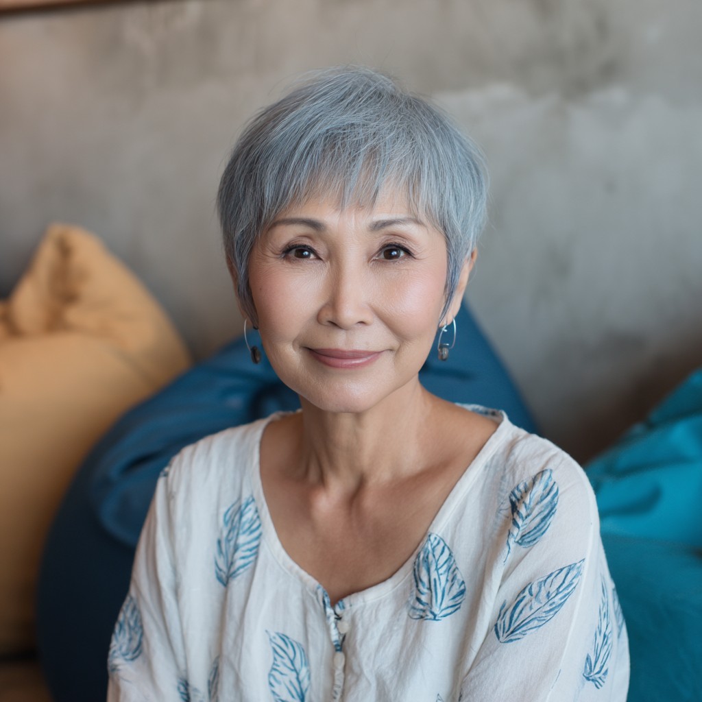 Modern Silvery Pixie Cut with Textured Layers