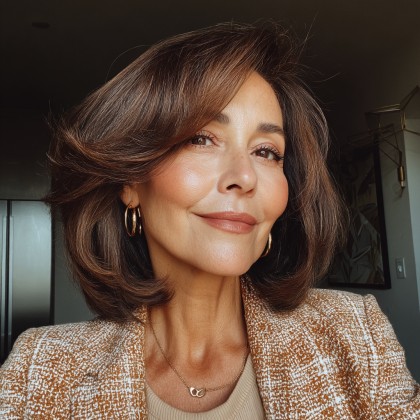 Modern Voluminous Long Bob with Subtle Curls