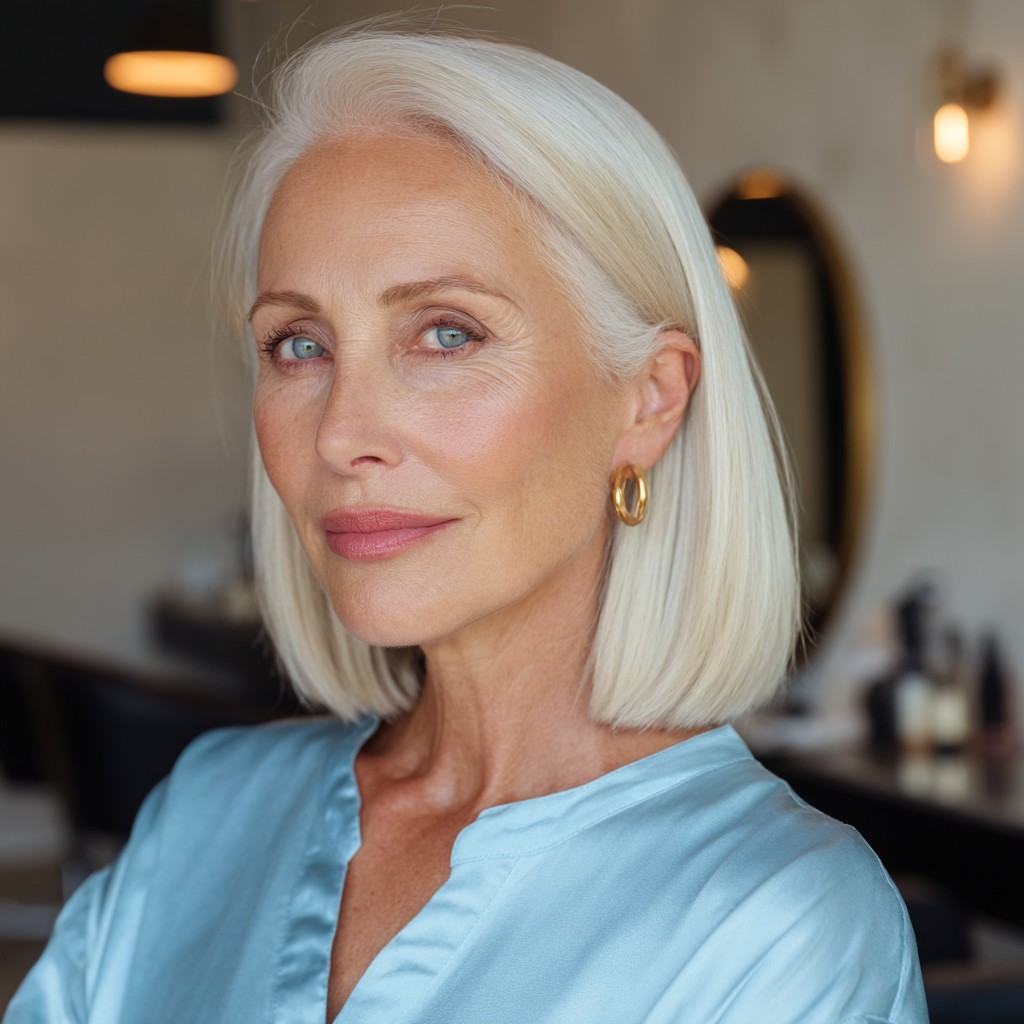 Polished Blunt Long Bob with Subtle Shine