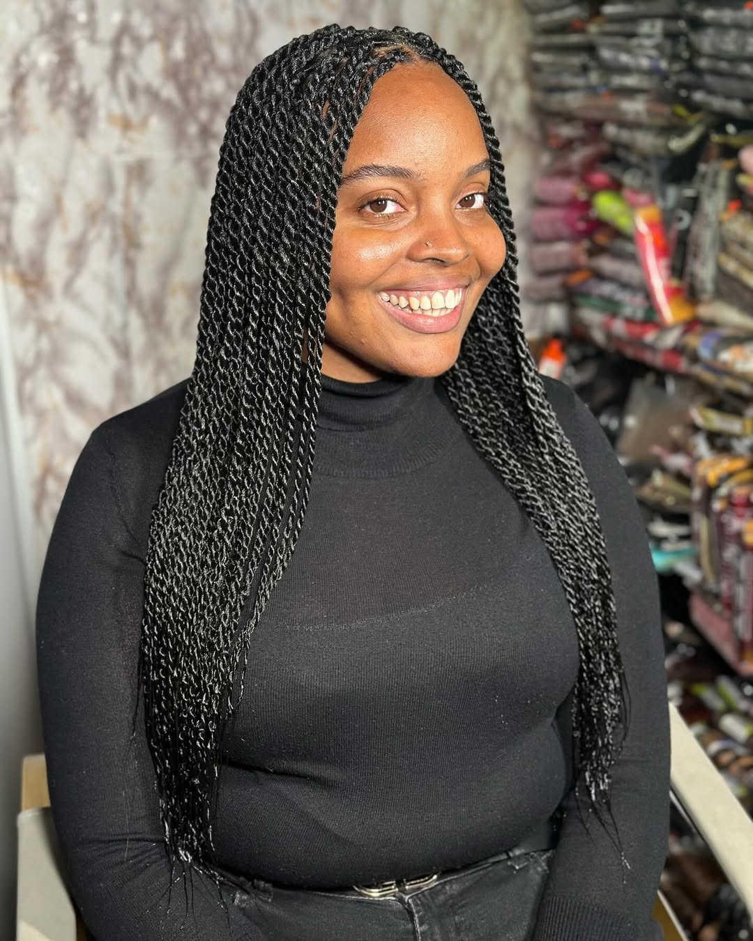 Radiant Long Senegalese Twists with Defined Texture