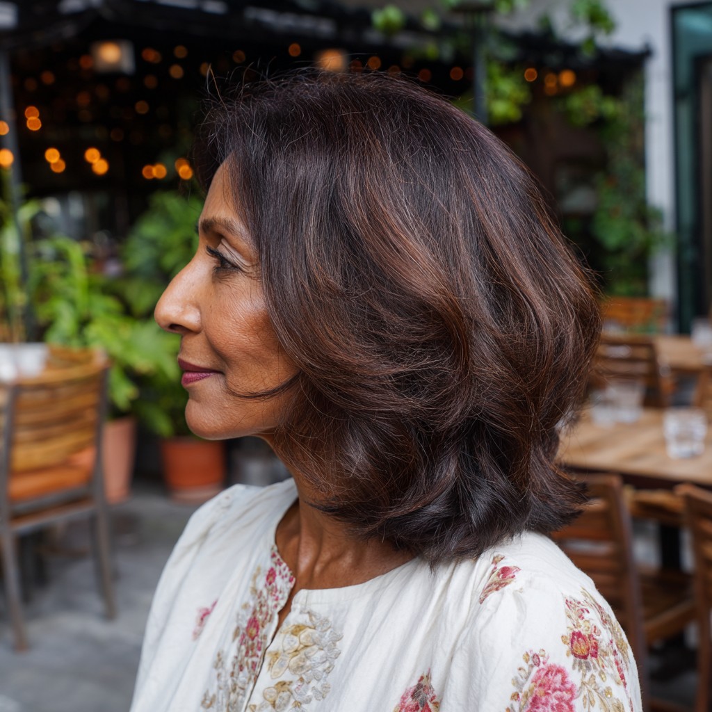Rich Chocolate Long Bob with Soft Volume