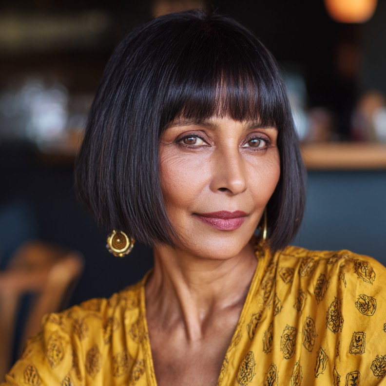 Sleek Blunt Bob with Soft Bangs