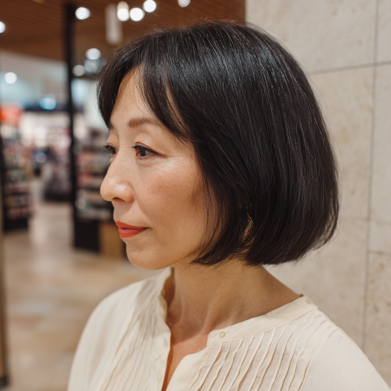 Sleek Blunt Bob with Subtle Side Bangs