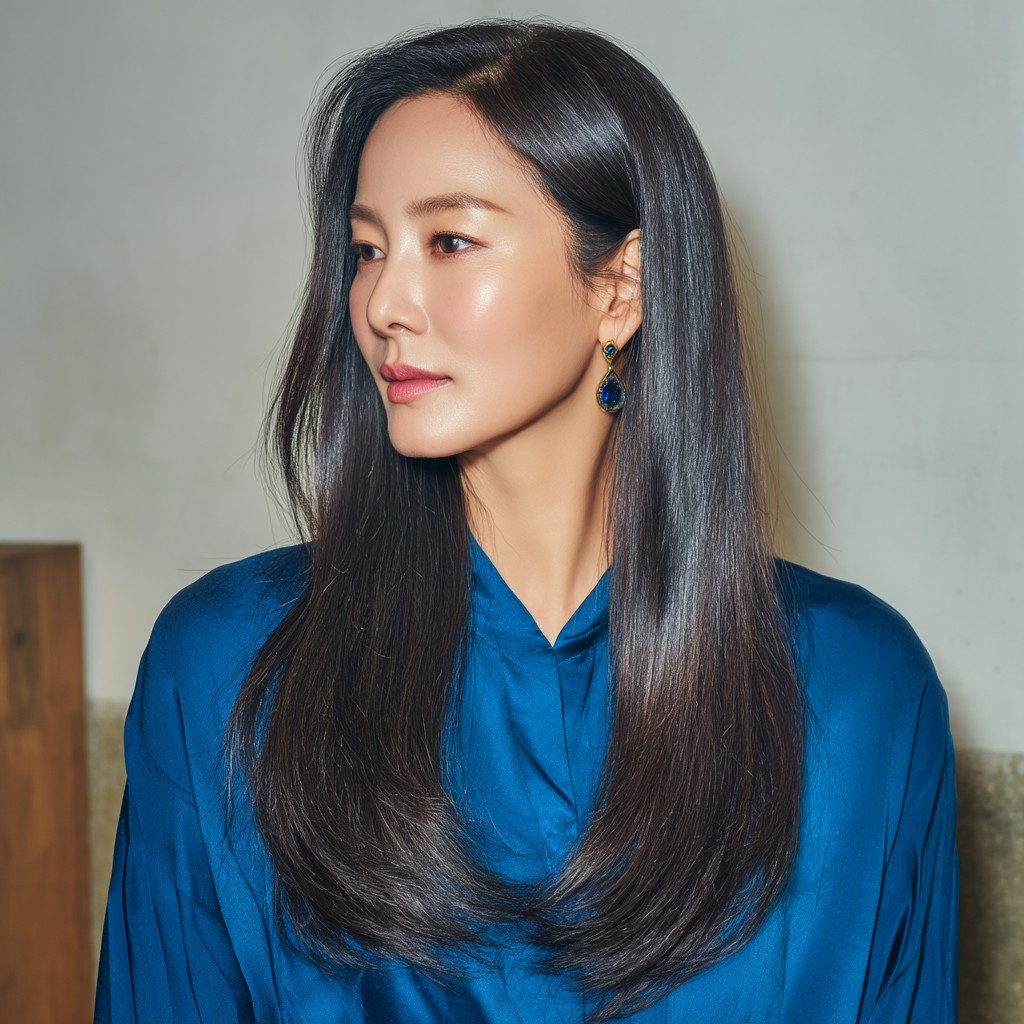 Sleek Long Straight Cut with Subtle Face-Framing Layers