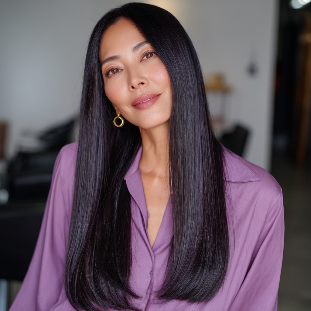 Sleek Long Straight Cut with Subtle Textured Ends