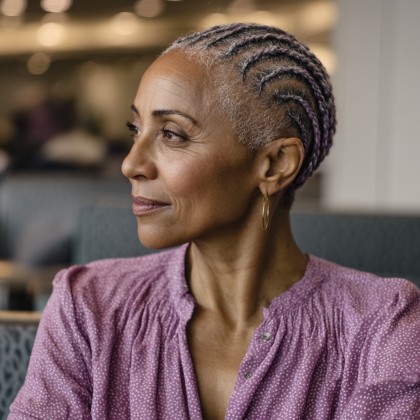 Sleek Short Braids with Subtle Lavender Hues