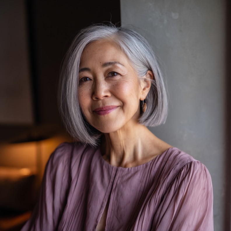 Sleek Silver Bob with Subtle Textured Layers