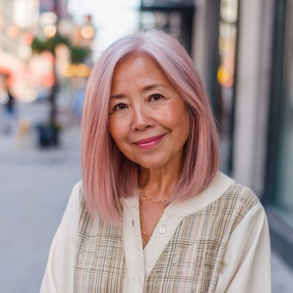 Soft Blush Long Bob with Subtle Layers