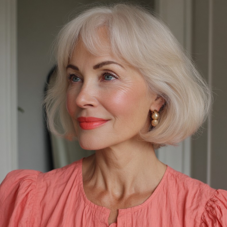 Soft Layered Bob with Delicate Bangs