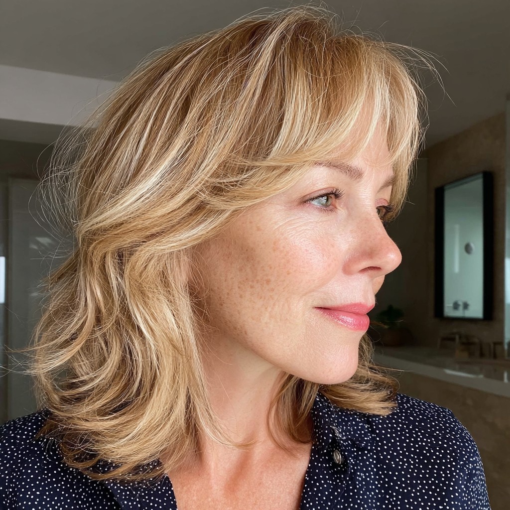 Soft Textured Butterfly Cut with Wispy Bangs