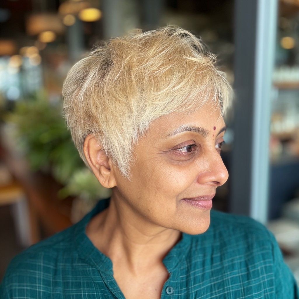Soft Textured Pixie Cut with Subtle Highlights