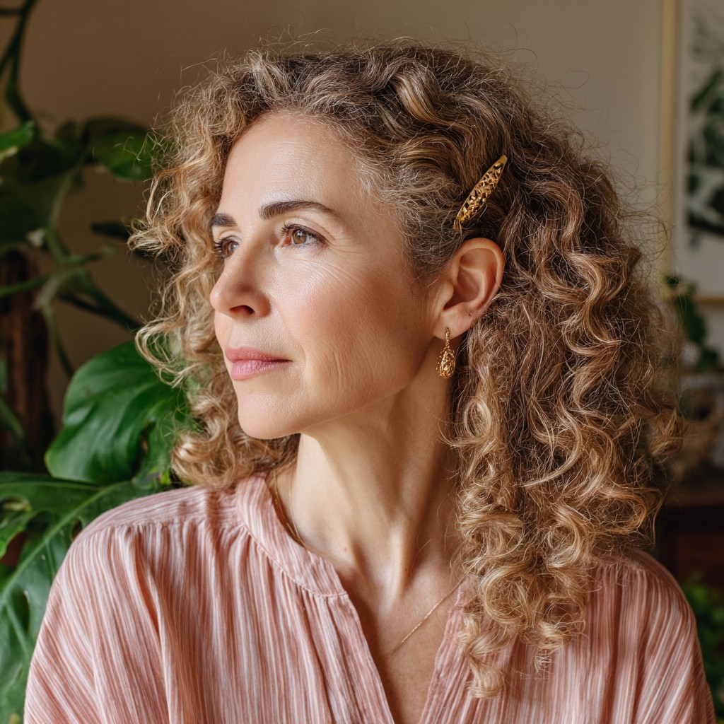 Softly Defined Natural Curls with Elegant Side Clip