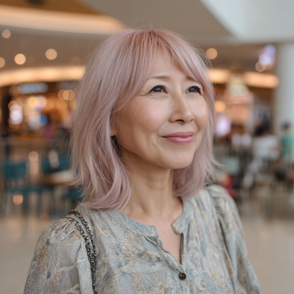 Softly Textured Blush Butterfly Cut for Women Over 60