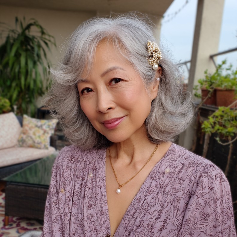 Softly Textured Long Bob with Elegant Waves