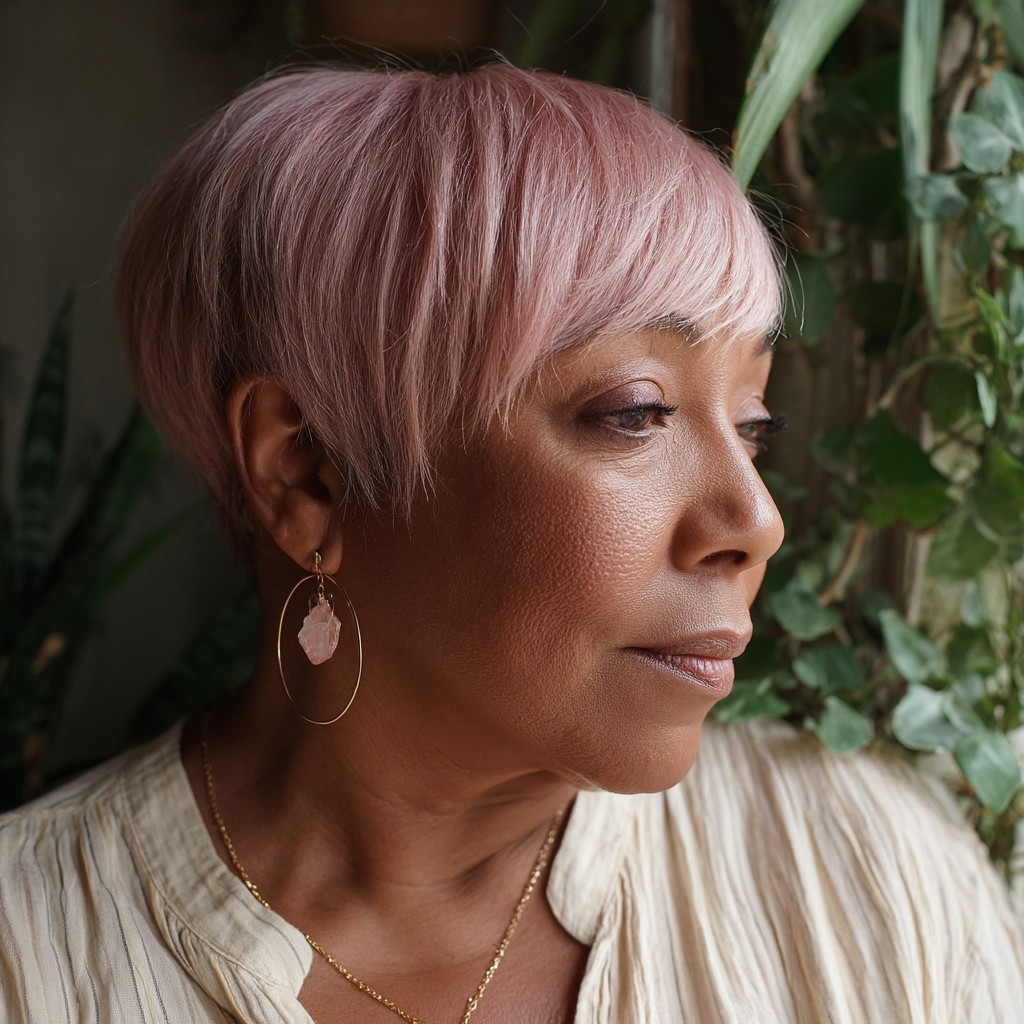 Softly Textured Pink Pixie with Subtle Layers